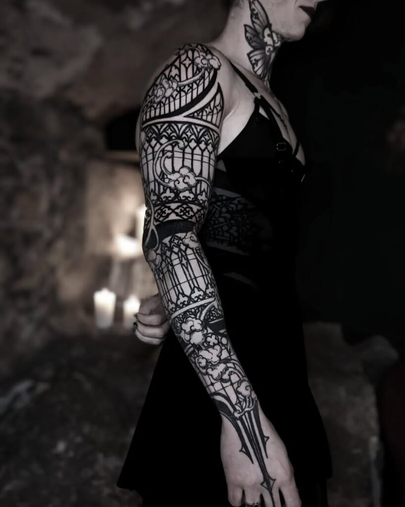 Gothic Ornaments Sleeve Tattoo