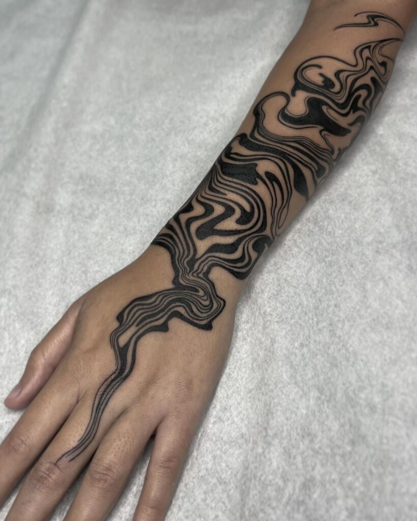 Freehand Abstract Flow Tattoo