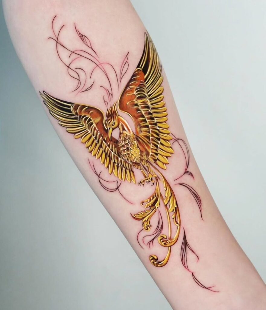 Phoenix Rising From Ashes Tattoo