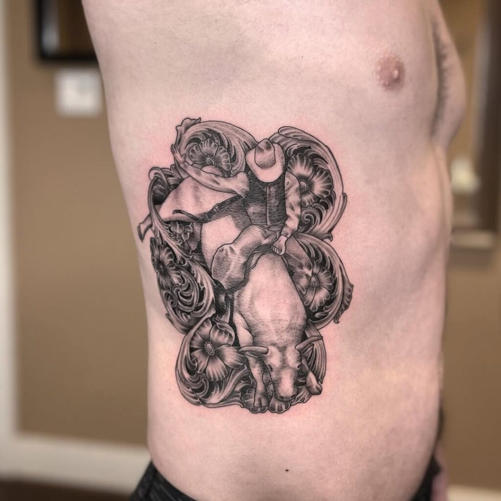 Leatherwork Tattoo On The Ribs