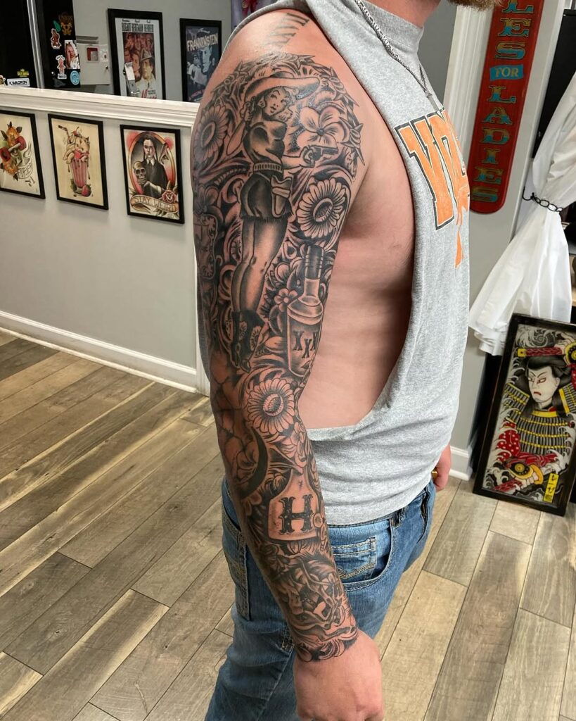 Leatherwork Western Sleeve Tattoo