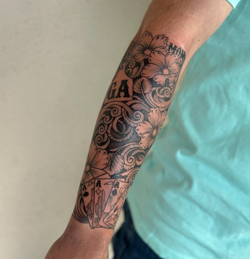 Leatherwork Forearm Sleeve Tattoo
