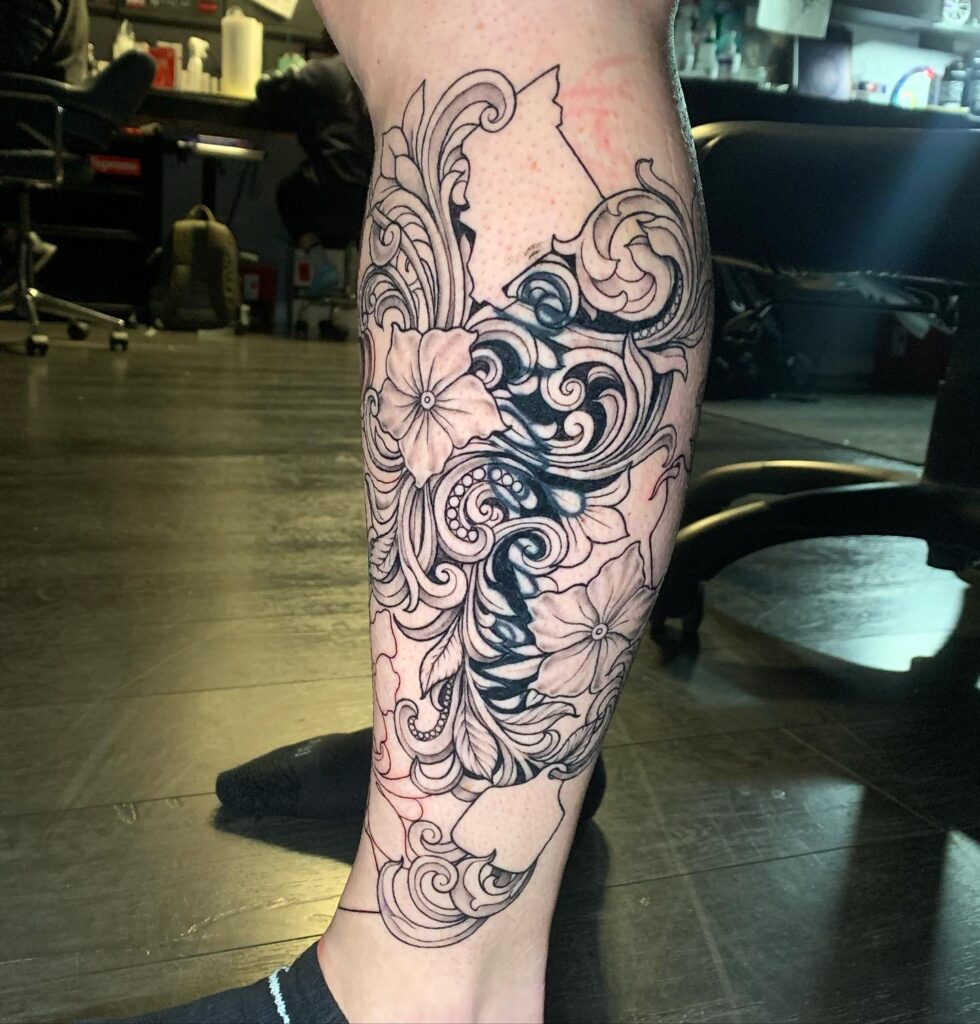 Floral Leatherwork Leg Sleeve