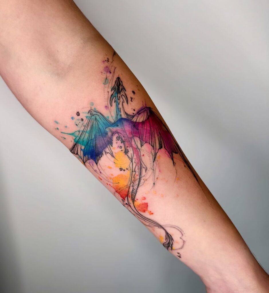 Dragon Watercolor Tattoo