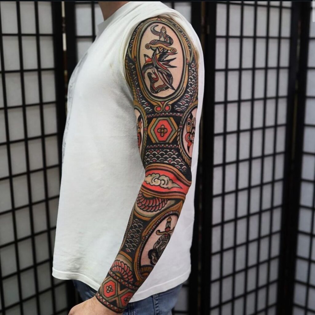 American Traditional Full-Sleeve Tattoo