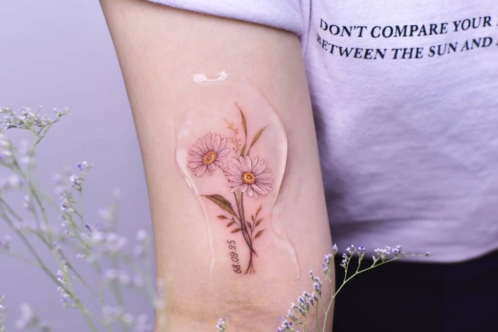 Birthdate And Daises Tattoo