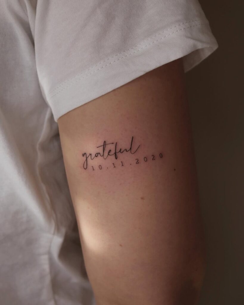 Birthdate With Lettering Tattoo
