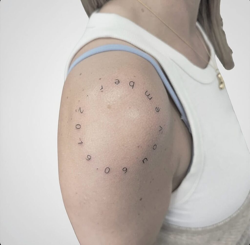  Birthdate Shoulder Tattoo