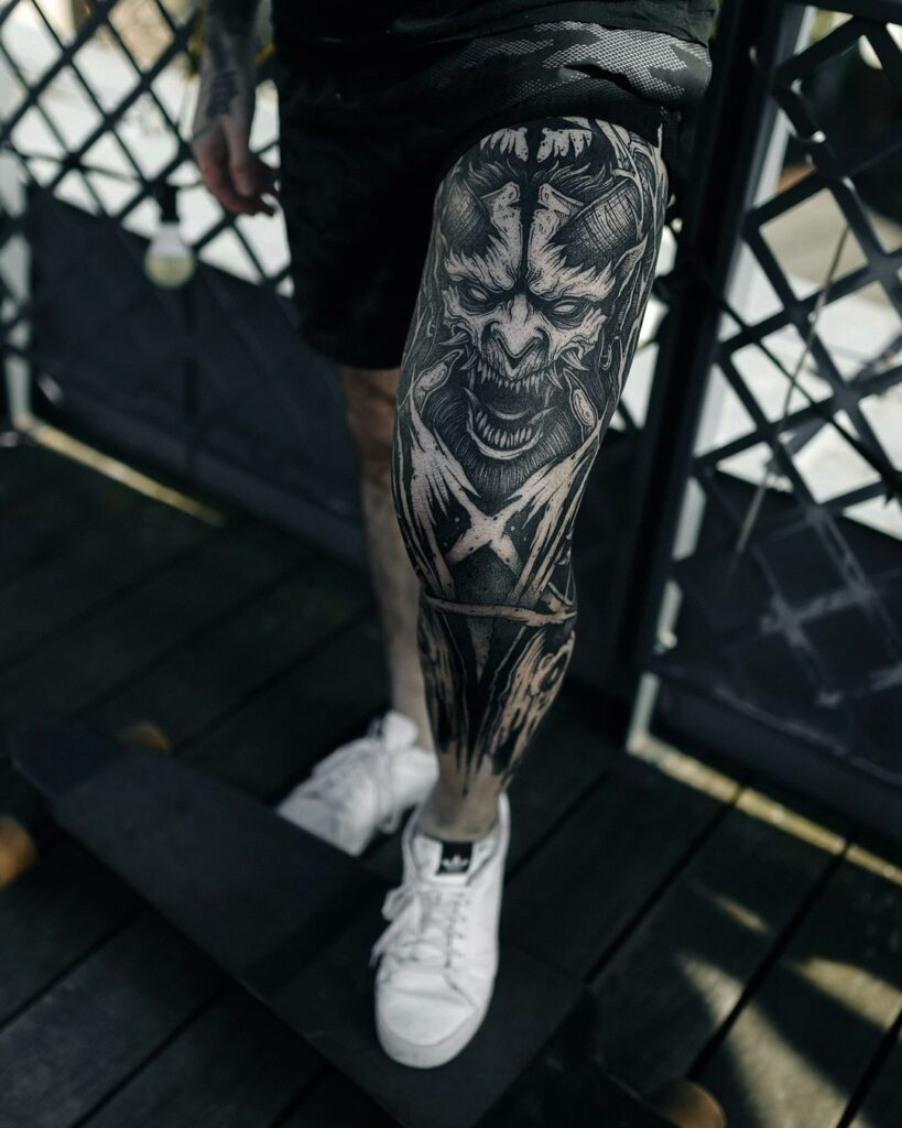 Blackwork Leg Tattoo