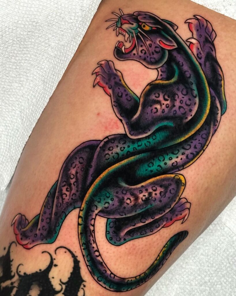 American Traditional Panther Tattoo