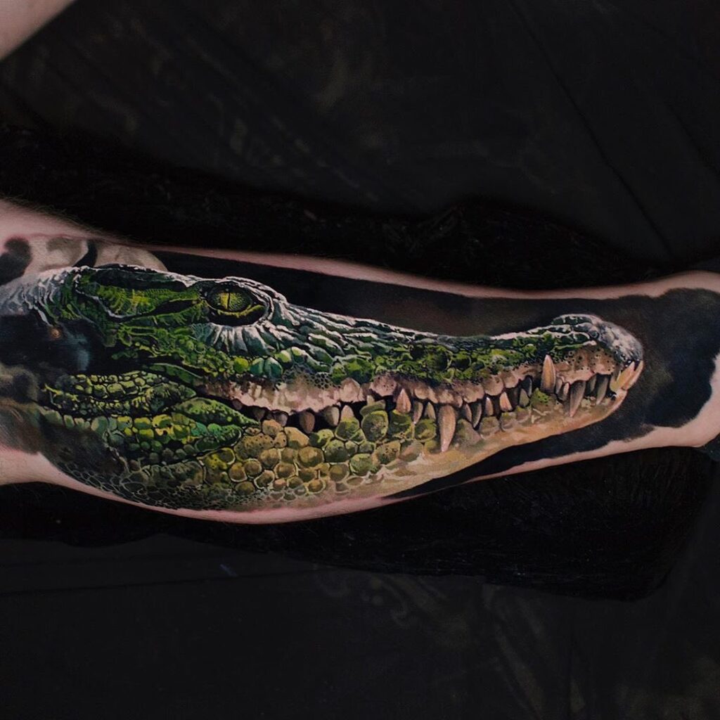 Lifelike Crocodile Tattoo