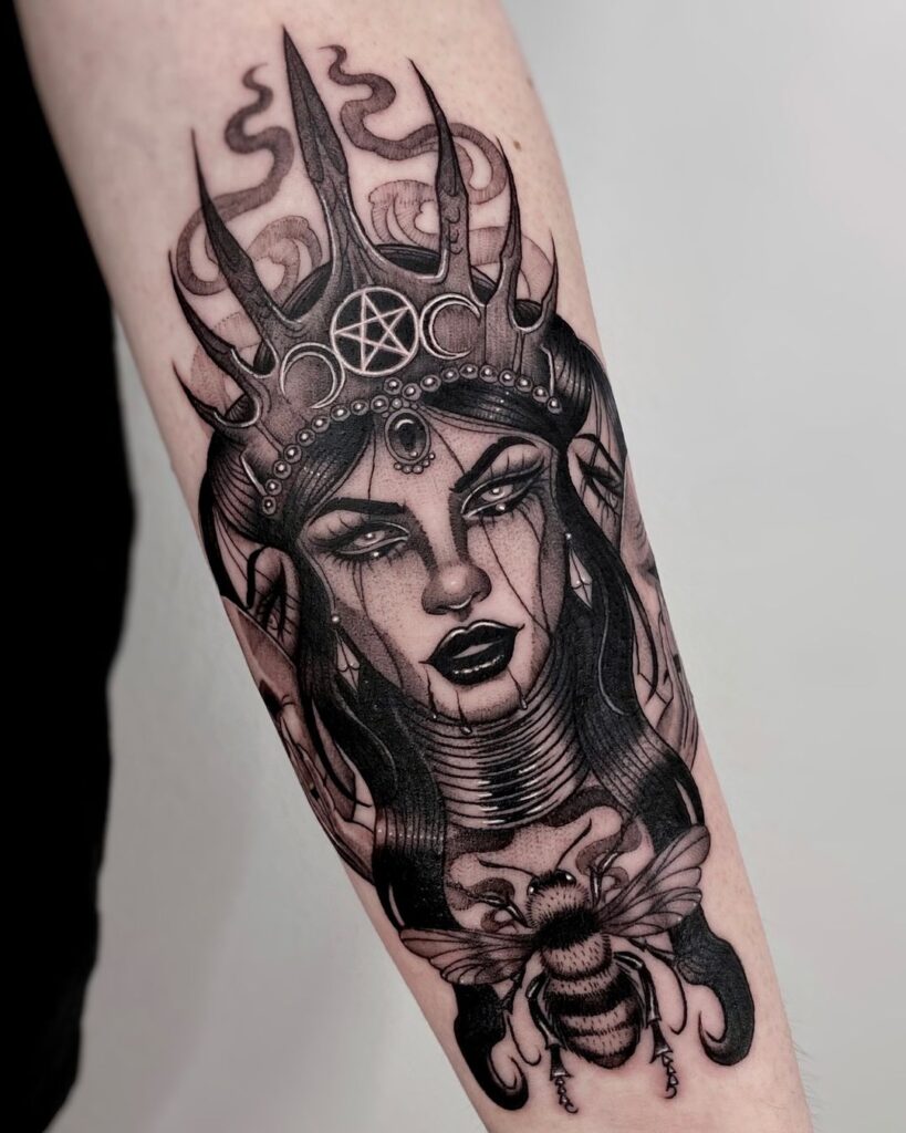 Blackwork Hekate Tattoo