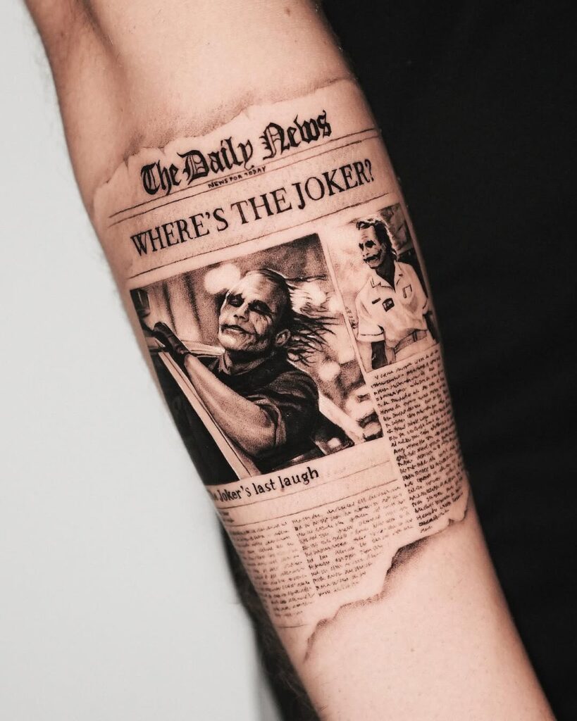 Joker Newspaper Tattoo