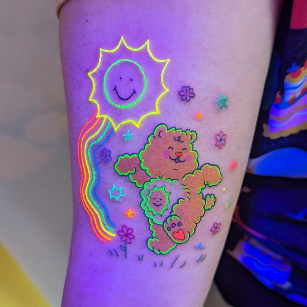 Glowing Care Bear Tattoo