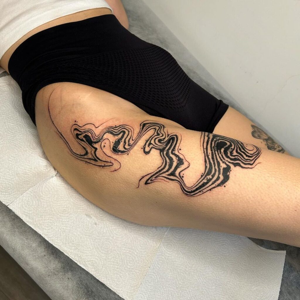 Suminagashi Thigh Tattoo