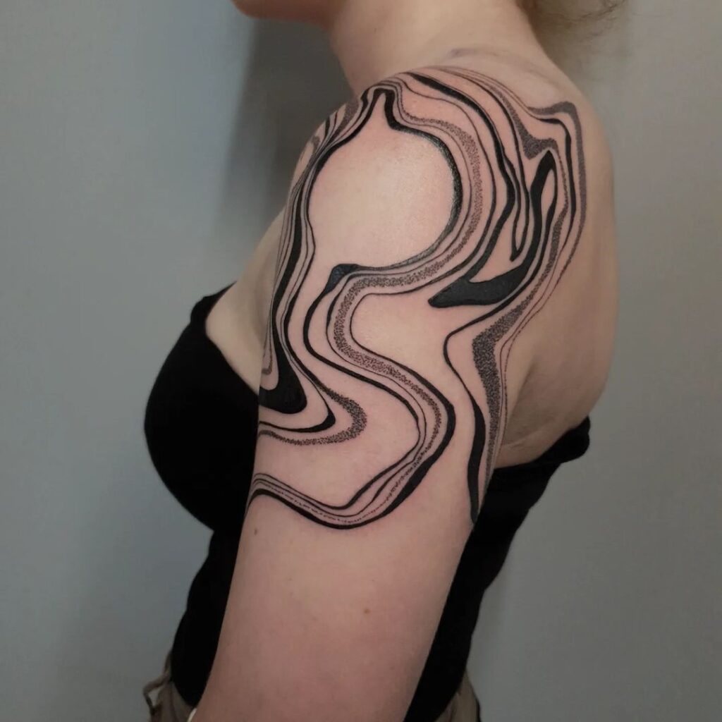 Suminagashi Shoulder Tattoo