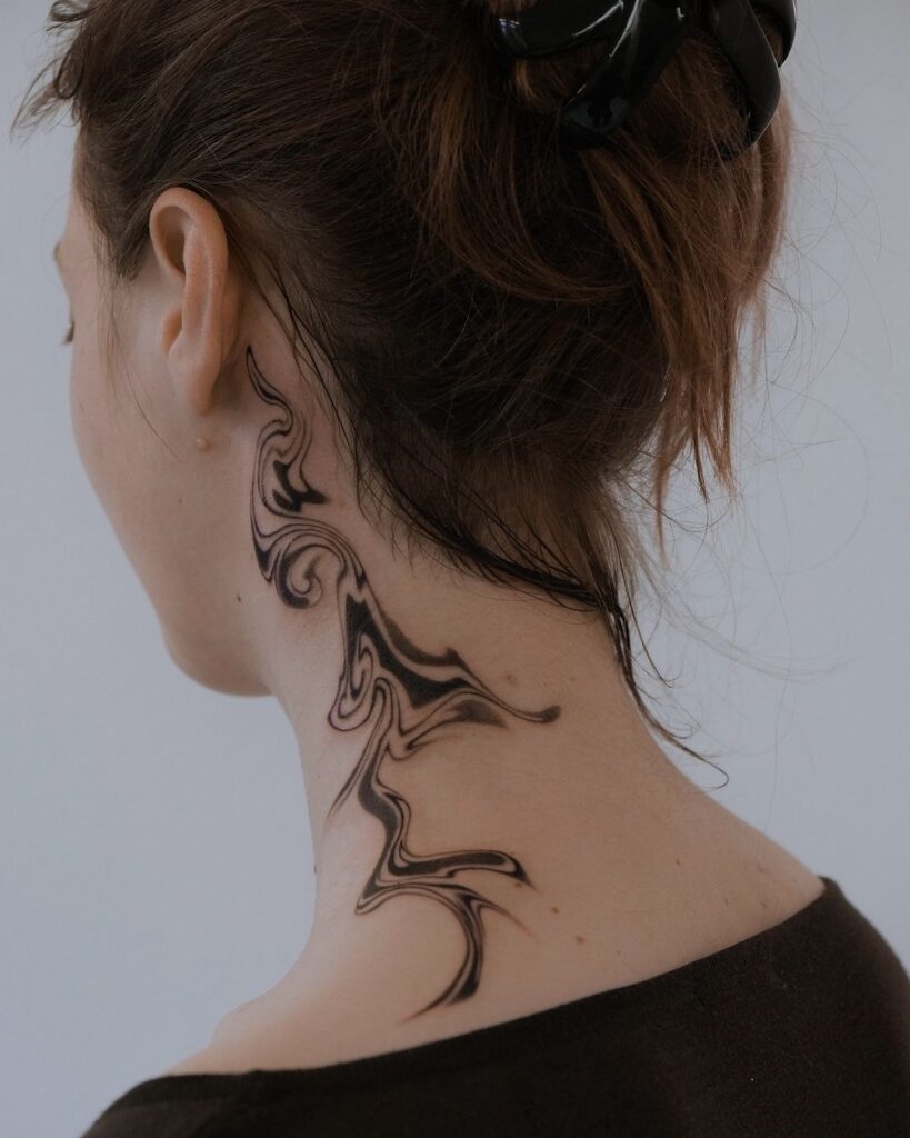 Suminagashi Neck Tattoo