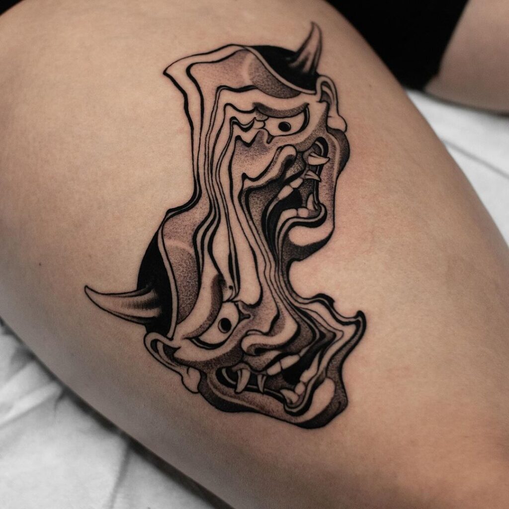 Suminagashi Hannya Mask Tattoo