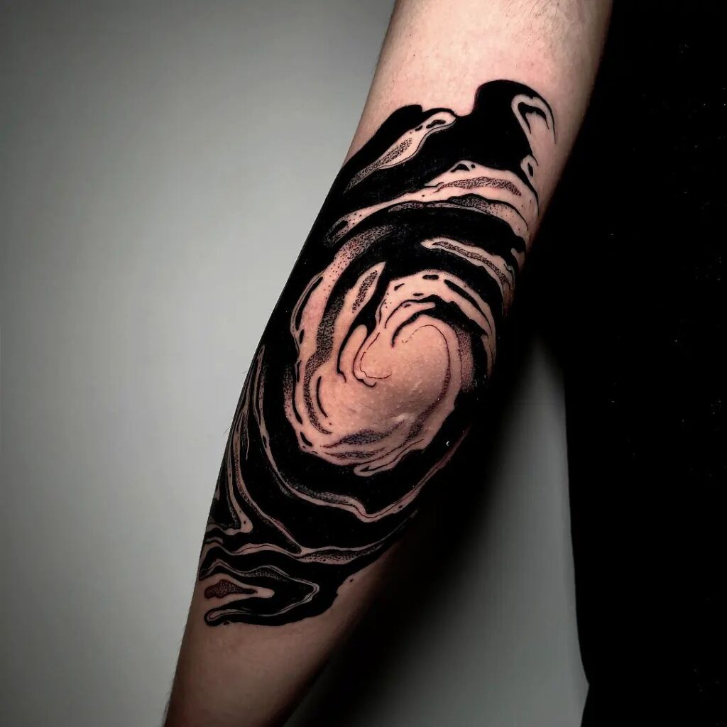 Suminagashi Elbow Tattoo