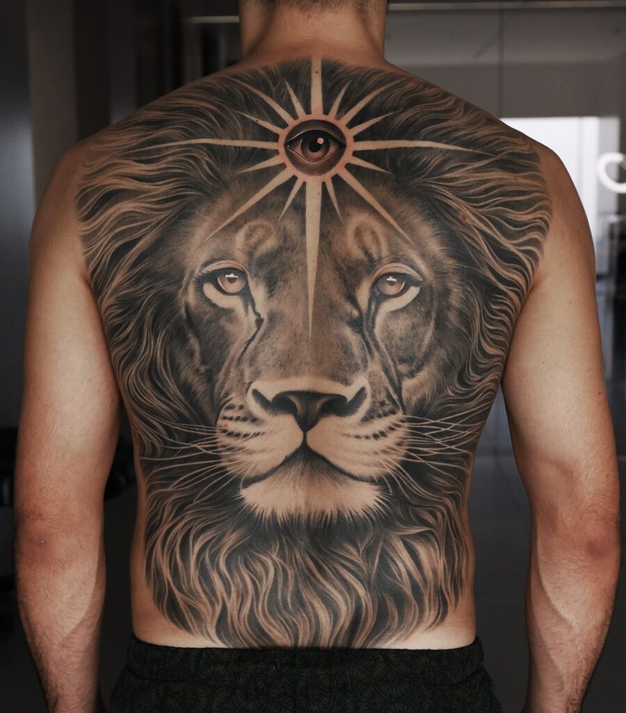 Full-Back Lion Tattoo
