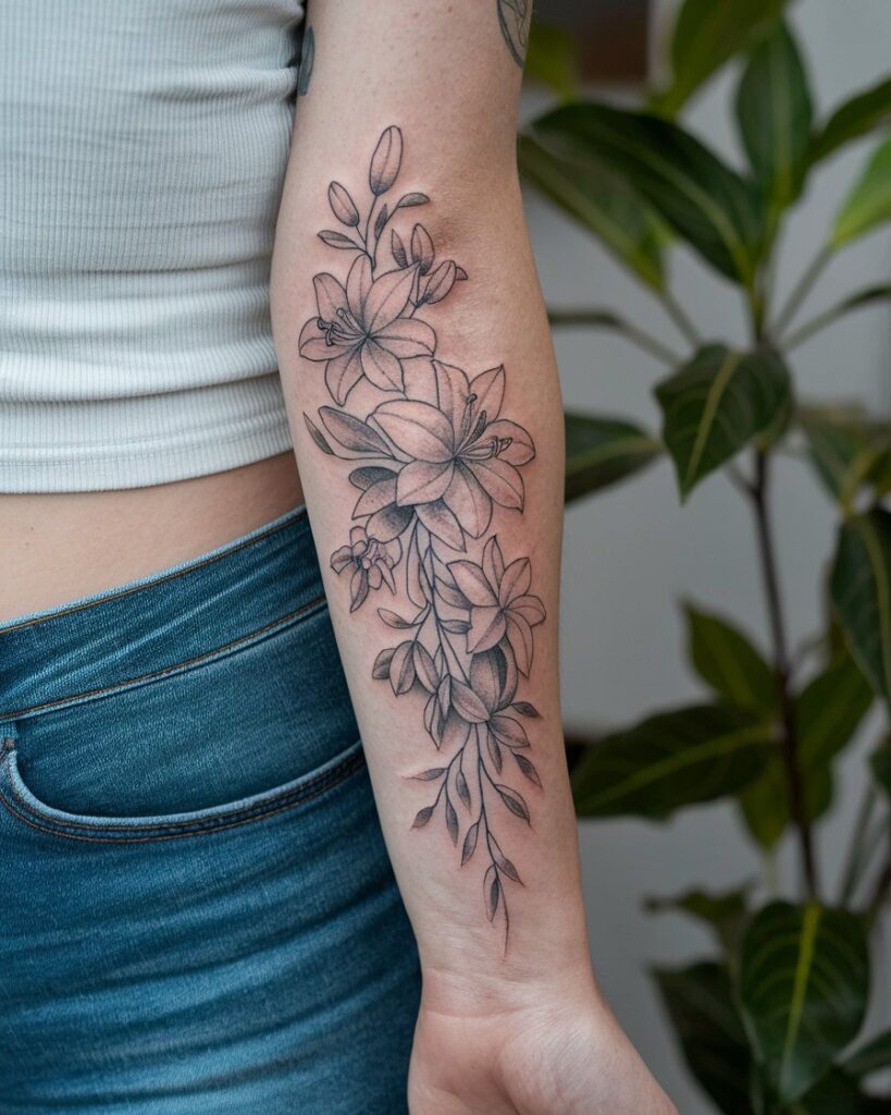 Delicate Floral Forearm Tattoo