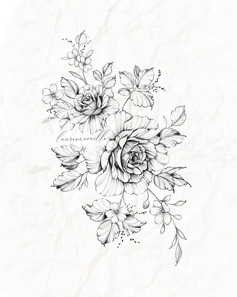 Floral Tattoo Stencil