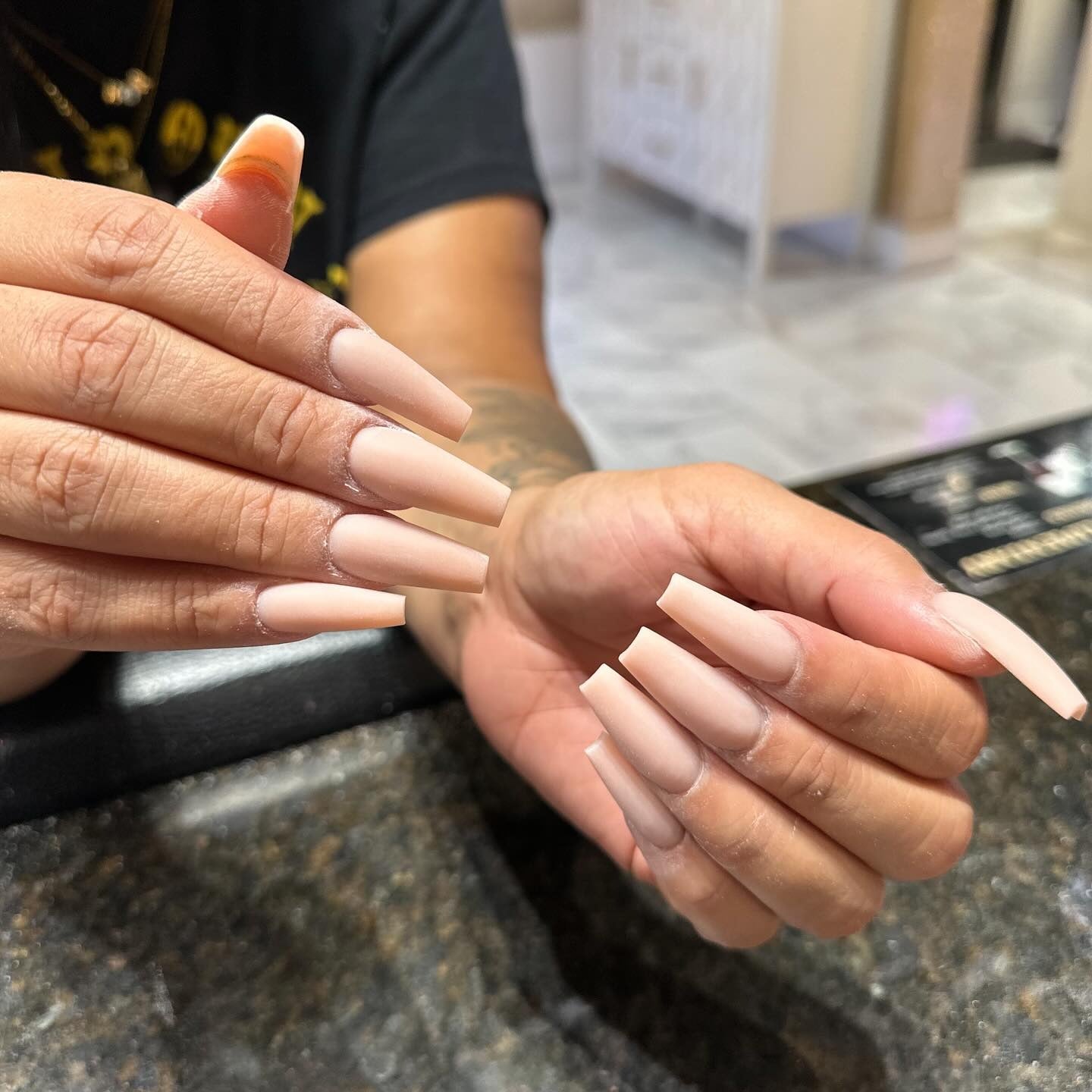 2. Matte Nude Elegance Coffin Nails (Coffin Nail Ideas)