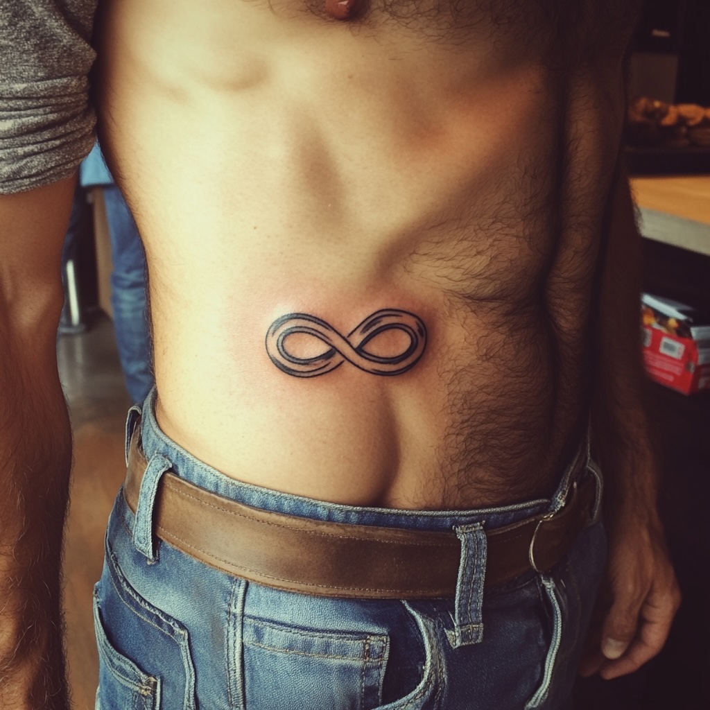 Infinity Symbol Stomach Tattoo