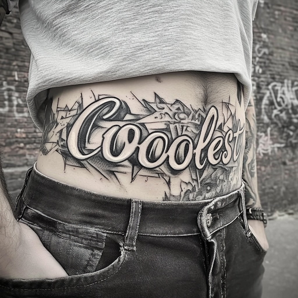 Script Stomach Tattoo