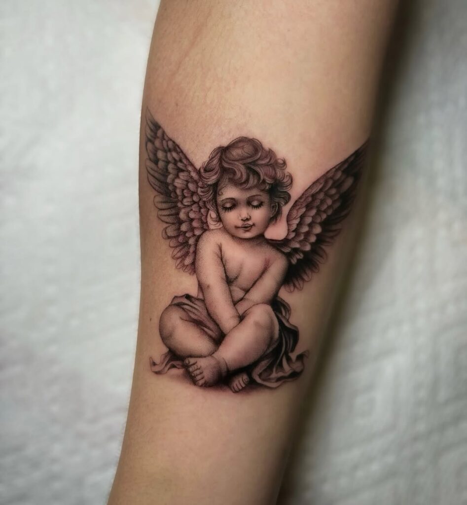 Tiny Cherub Tattoo