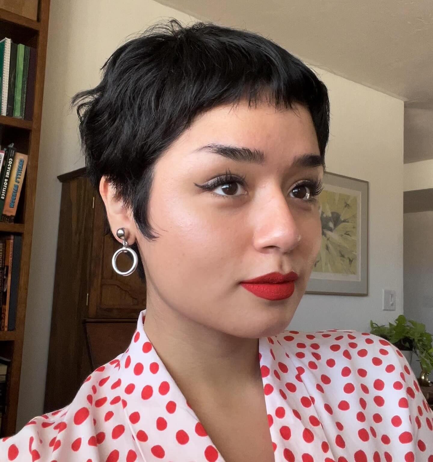 12. Jet Black Cropped Pixie with Micro Fringe (Choppy Pixie Haircuts)