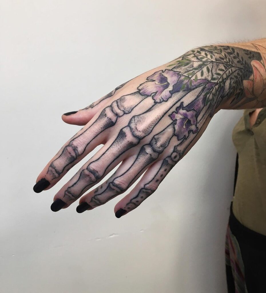 Floral Bone Hand Tattoo
