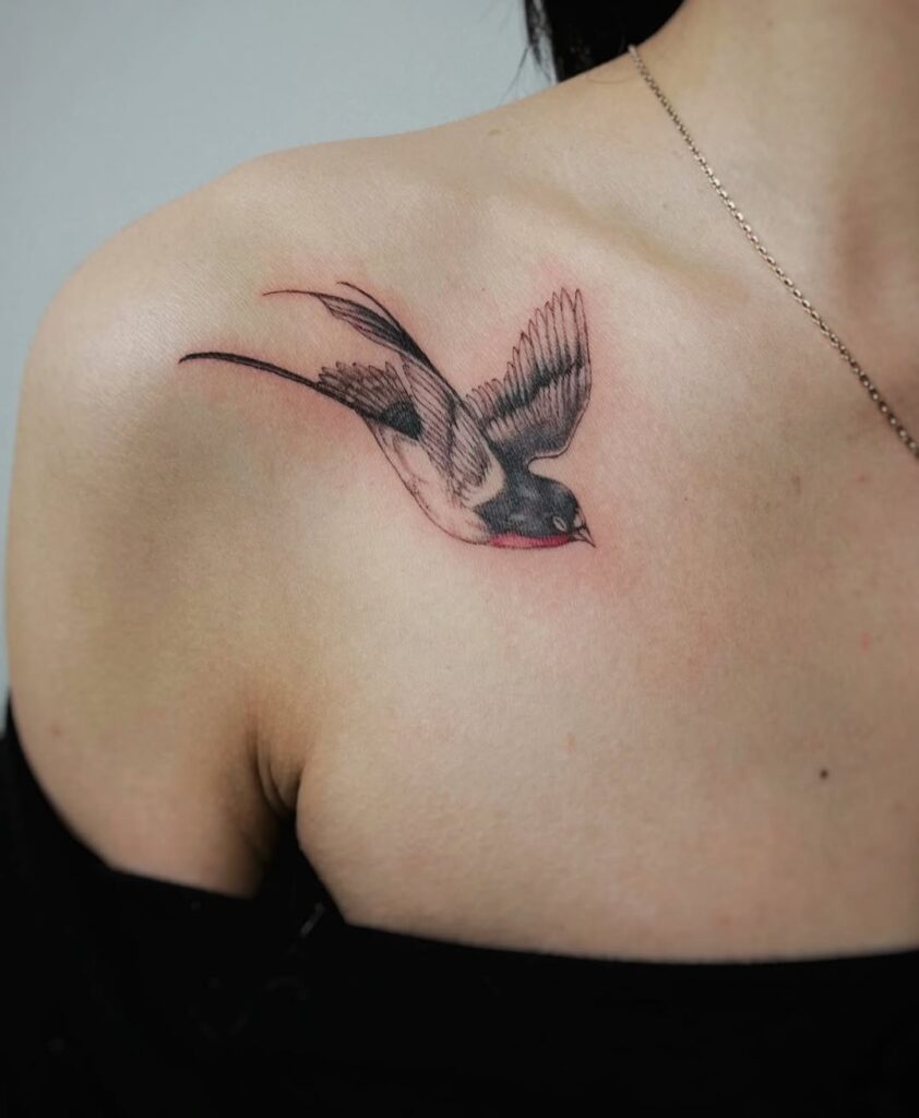 Feminine Swallow Shoulder Tattoo
