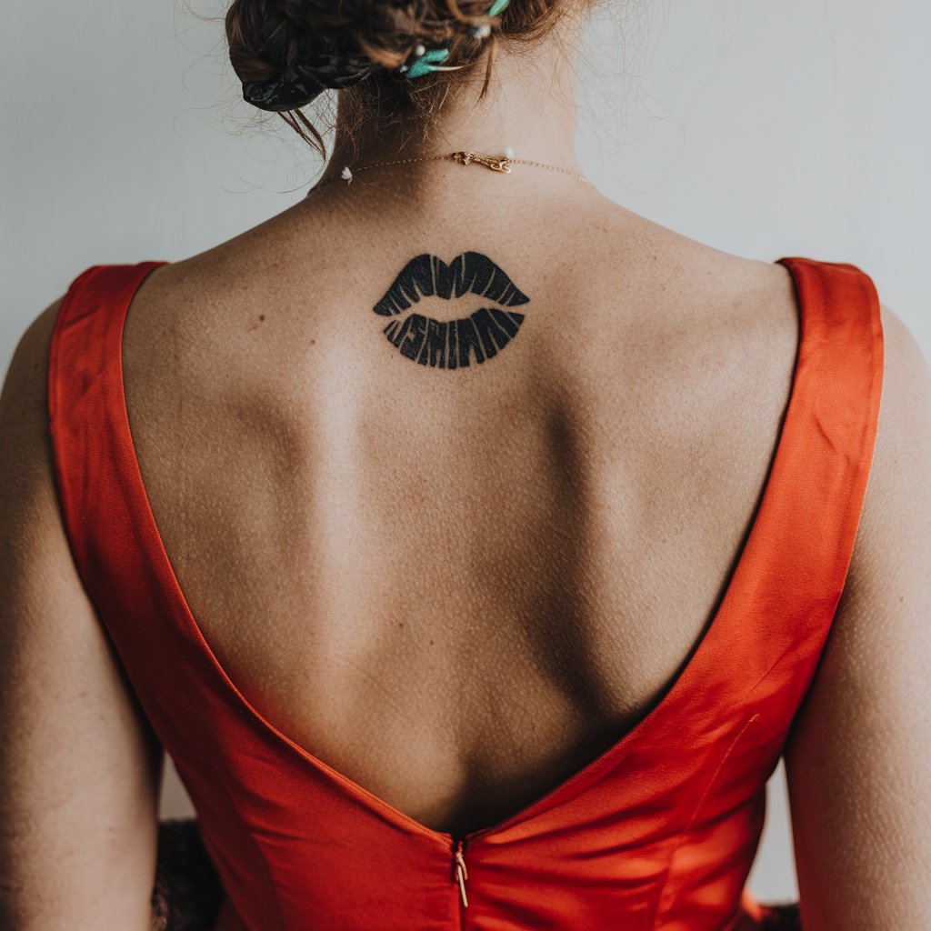 Kiss Mark Back Tattoo