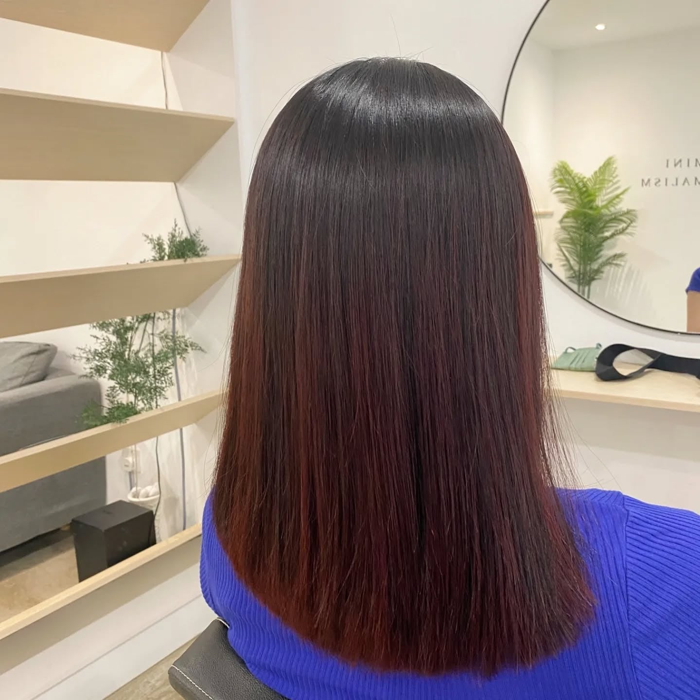 2. Straight Burgundy Medium Length (Burgundy Balayage Hair Color)