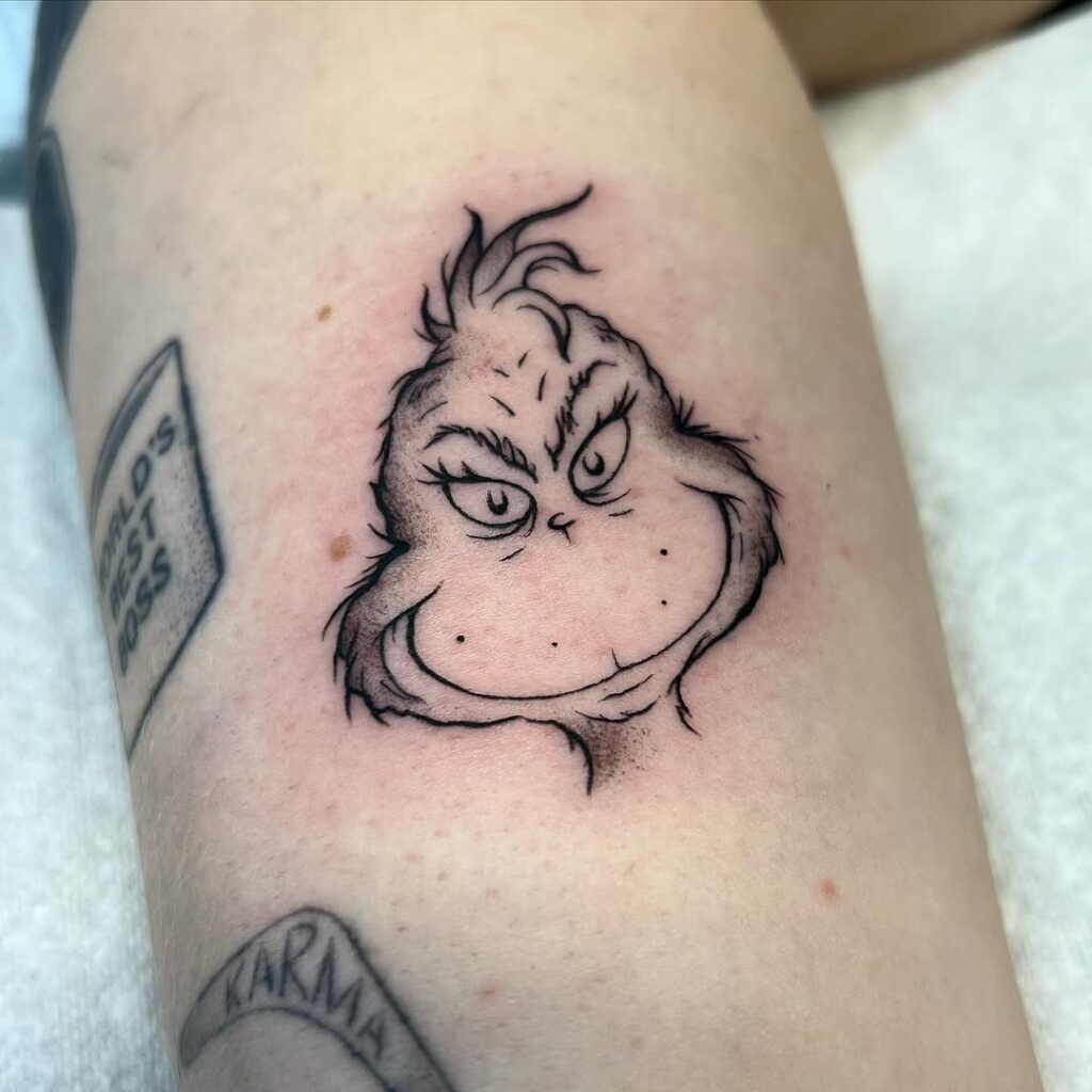 Black Ink Grinch Tattoo