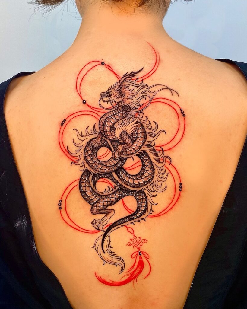 Oriental Dragon Back Tattoo