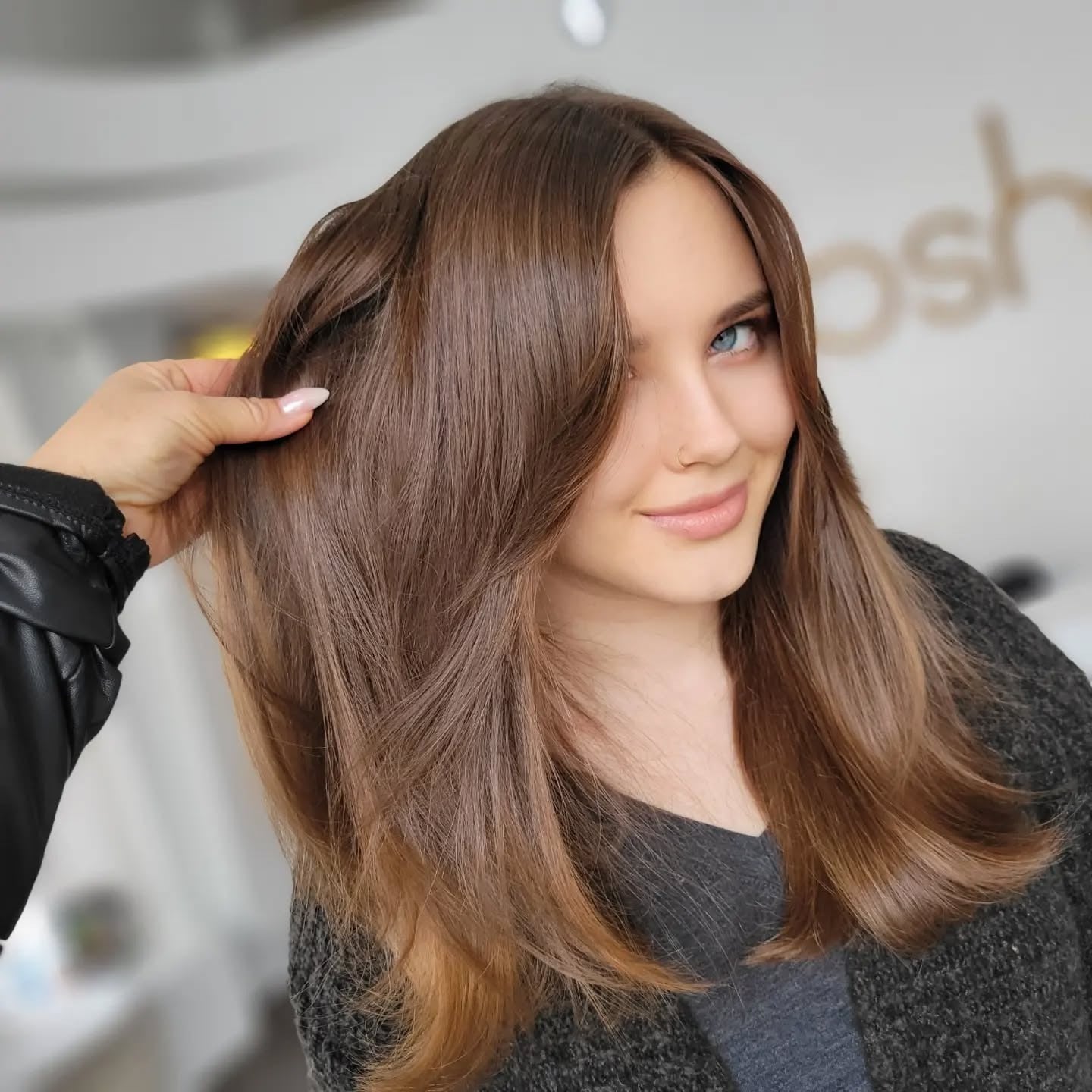 4. Sleek Light Mocha Blowout (Light Brown Hair Color)