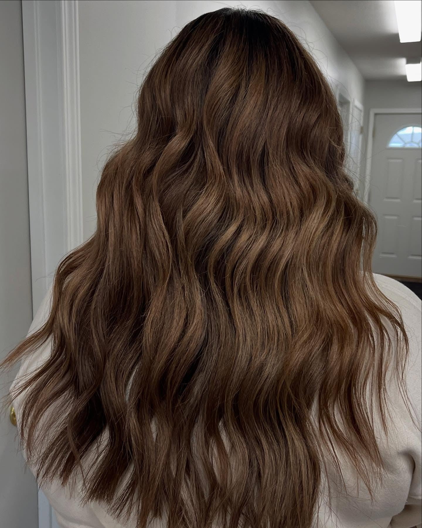 10. Deep Golden Walnut Waves (Light Brown Hair Color)