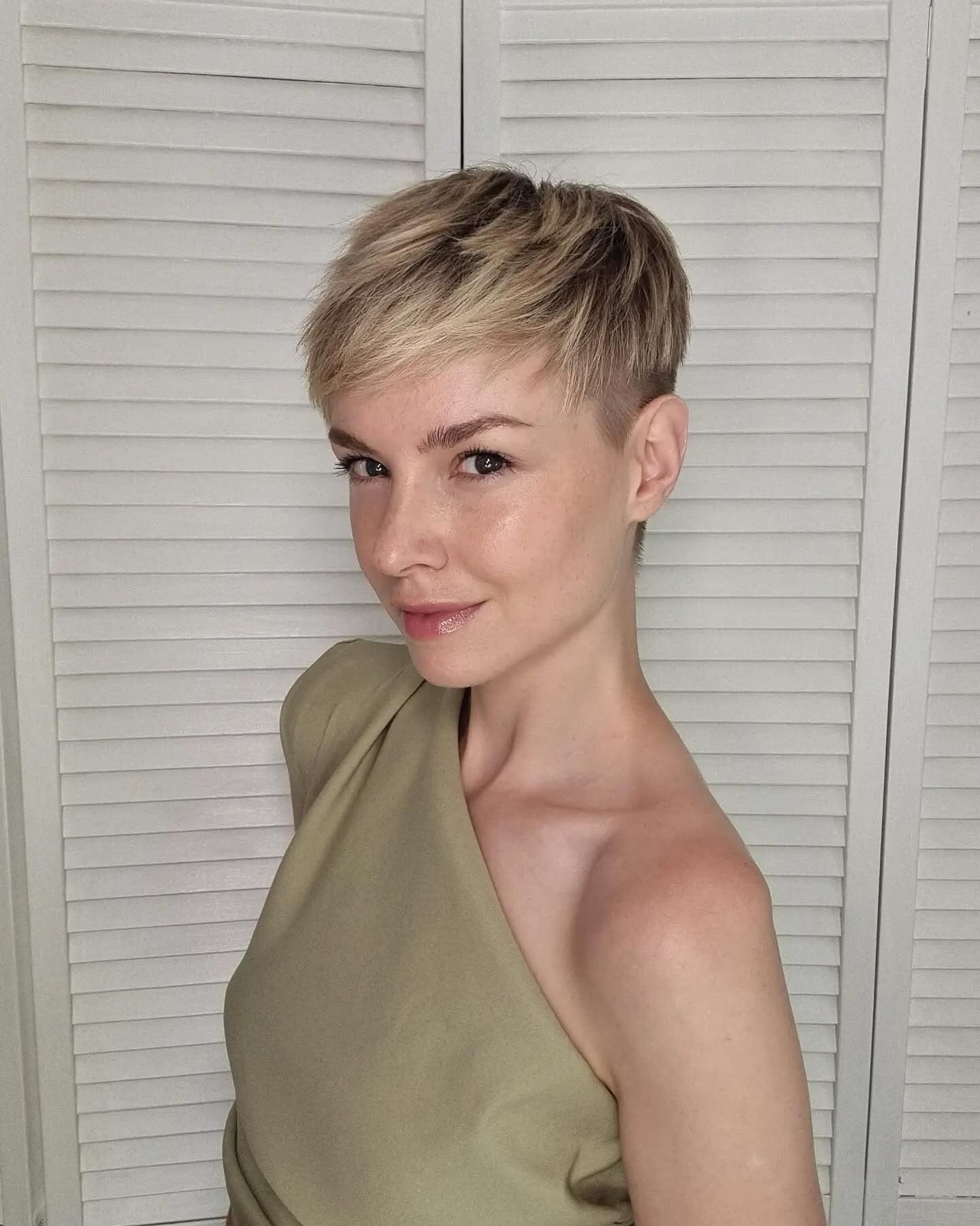 2. Ash Blonde Feathered Pixie (Long Pixie Cuts)