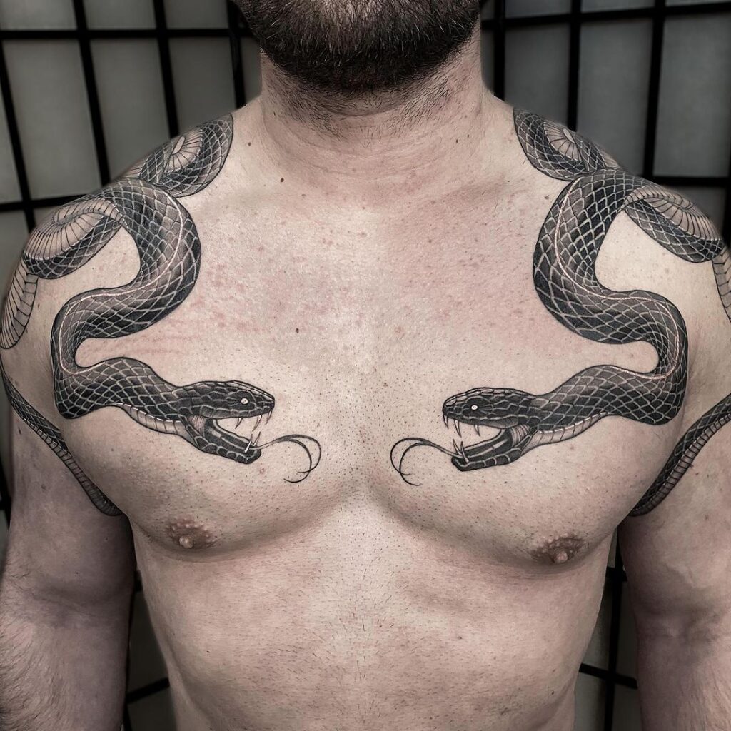 Masculine Symmetrical Snake Tattoo