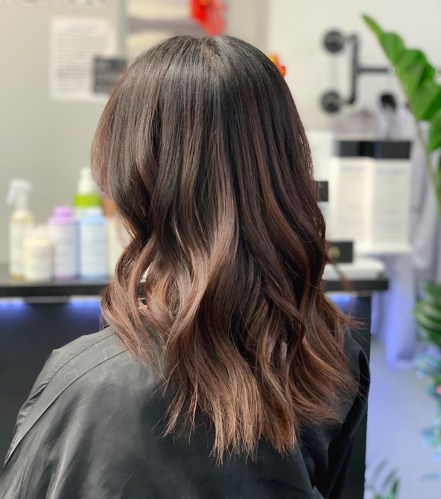 3. Textured Mid-Length with Caramel Tips (Medium Brown Hair Color)