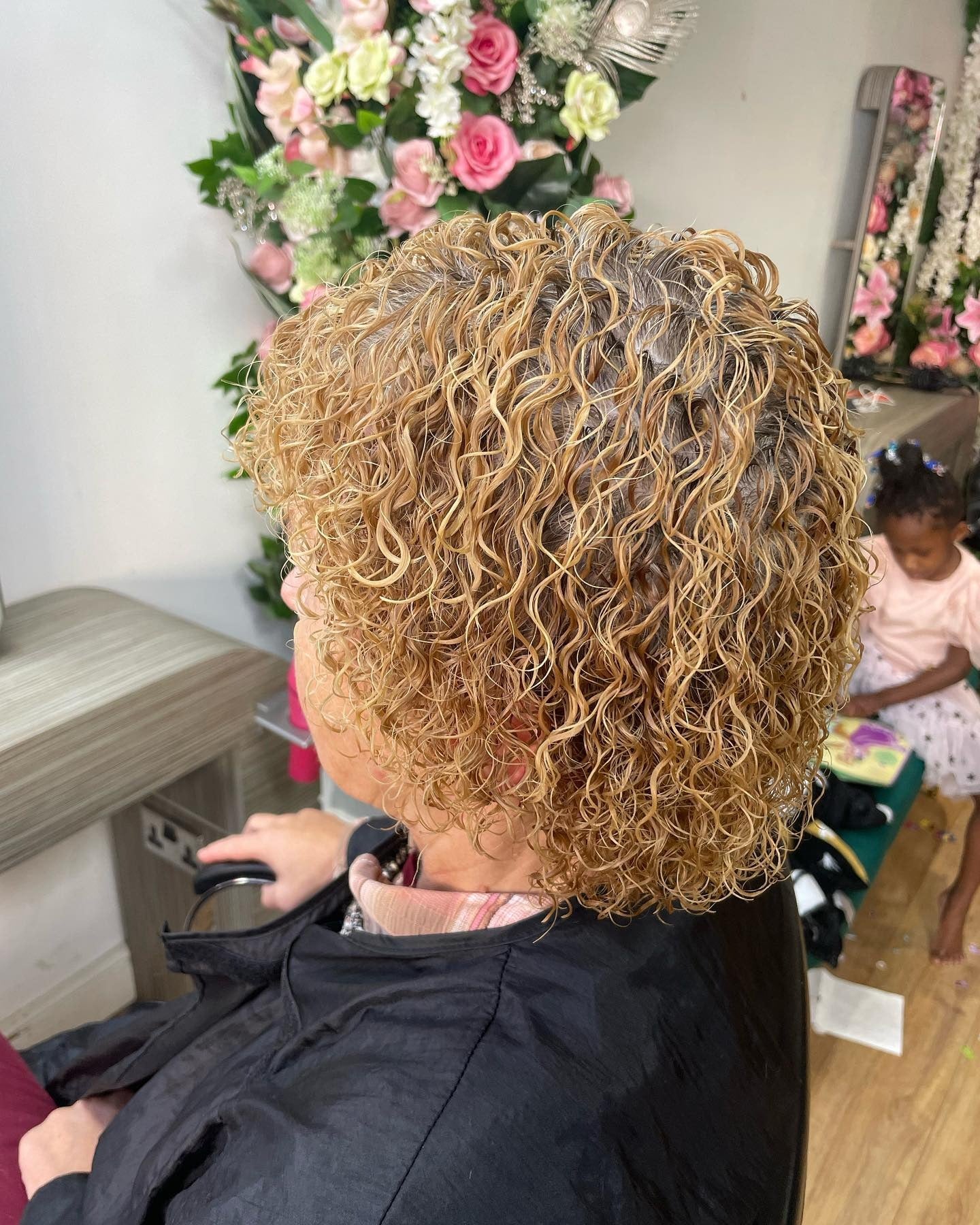 12. Golden Blonde Curly Perm with Short Layers (Perm Hairstyles)