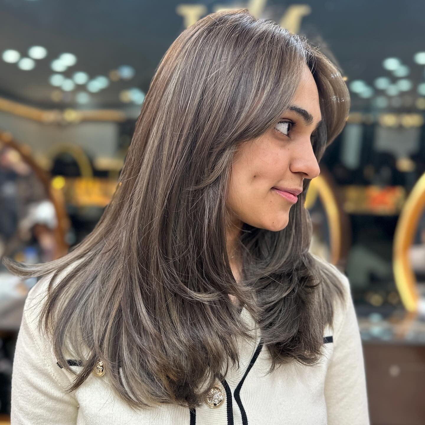 13. Face-Framing Layers with Smoky Ash Brown (Dark Ash Brown Hair Color)