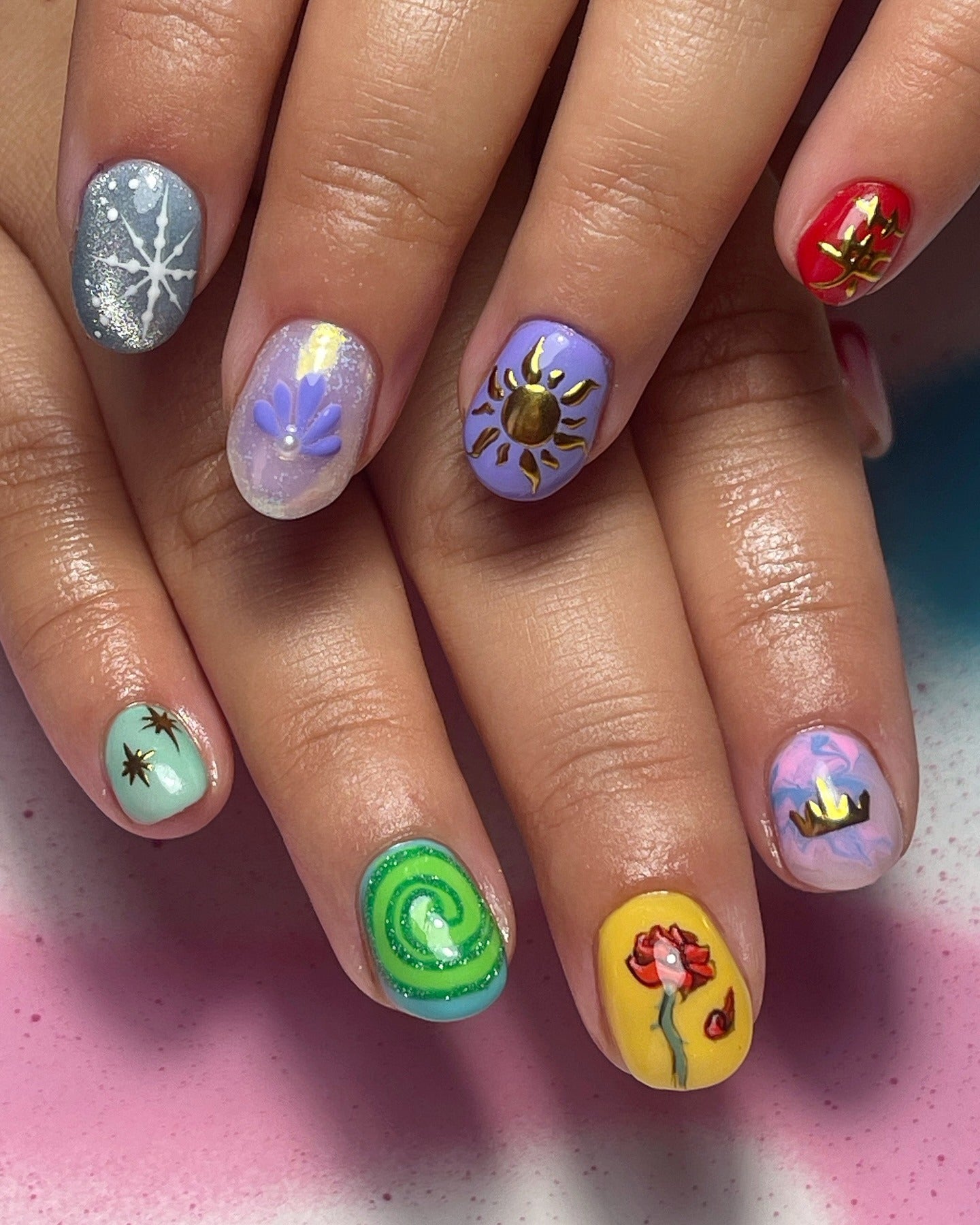 9. Whimsical Storybook Nails (Short Nail Art Ideas)
