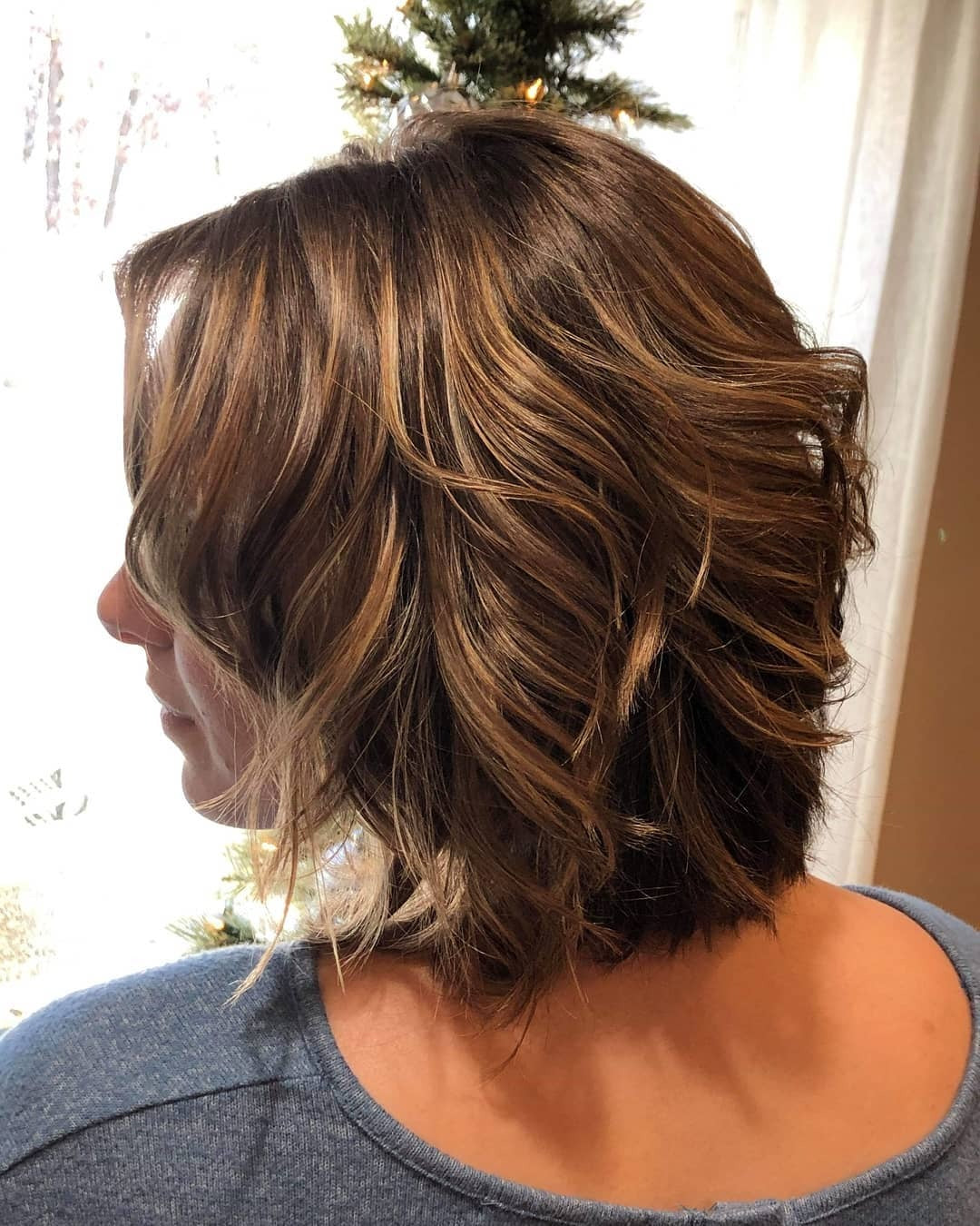 9. Tousled Chestnut Bob (Short Wavy Hairstyles)