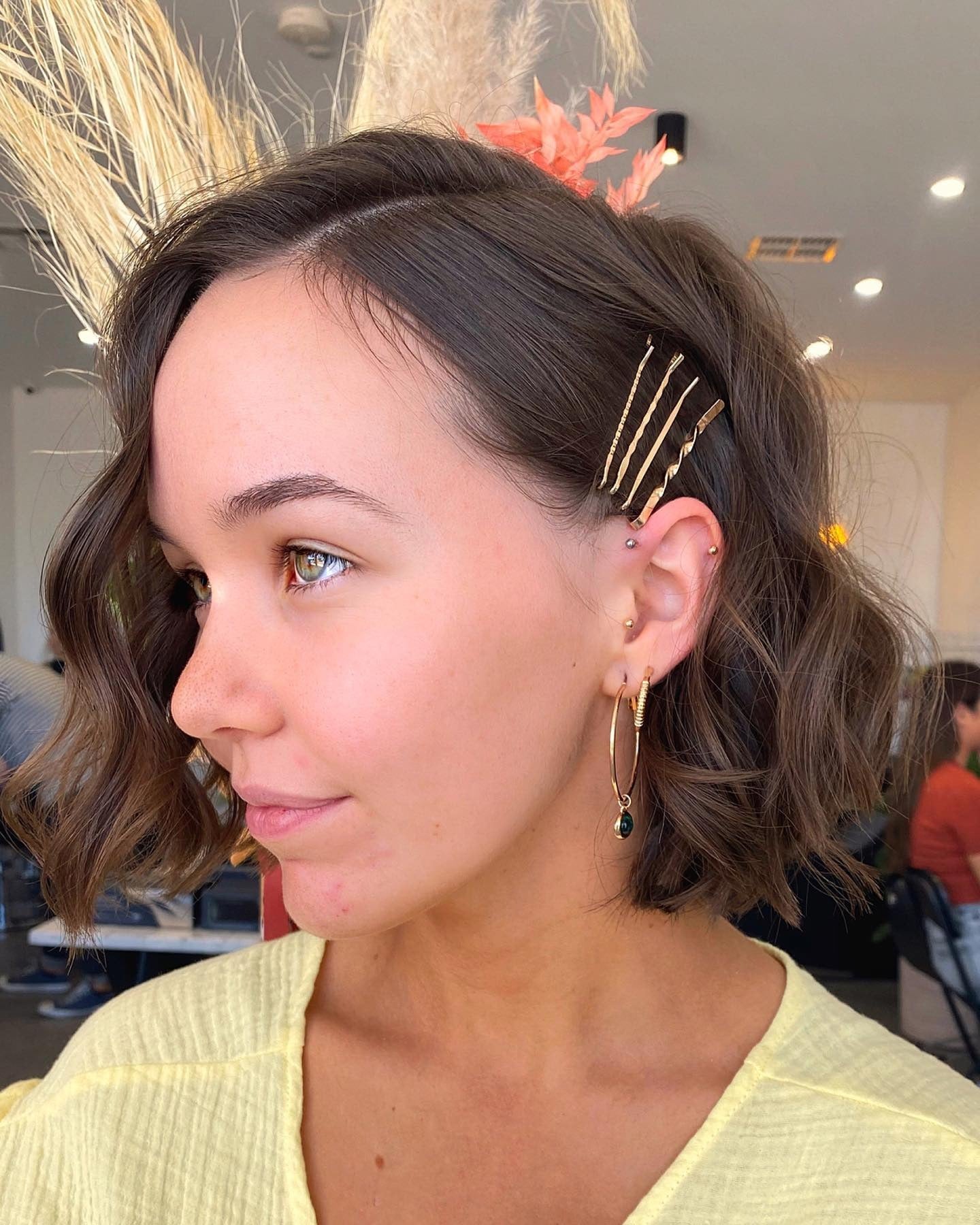 13. Textured Bob with Chocolate Brown Waves (Short Wavy Hairstyles)