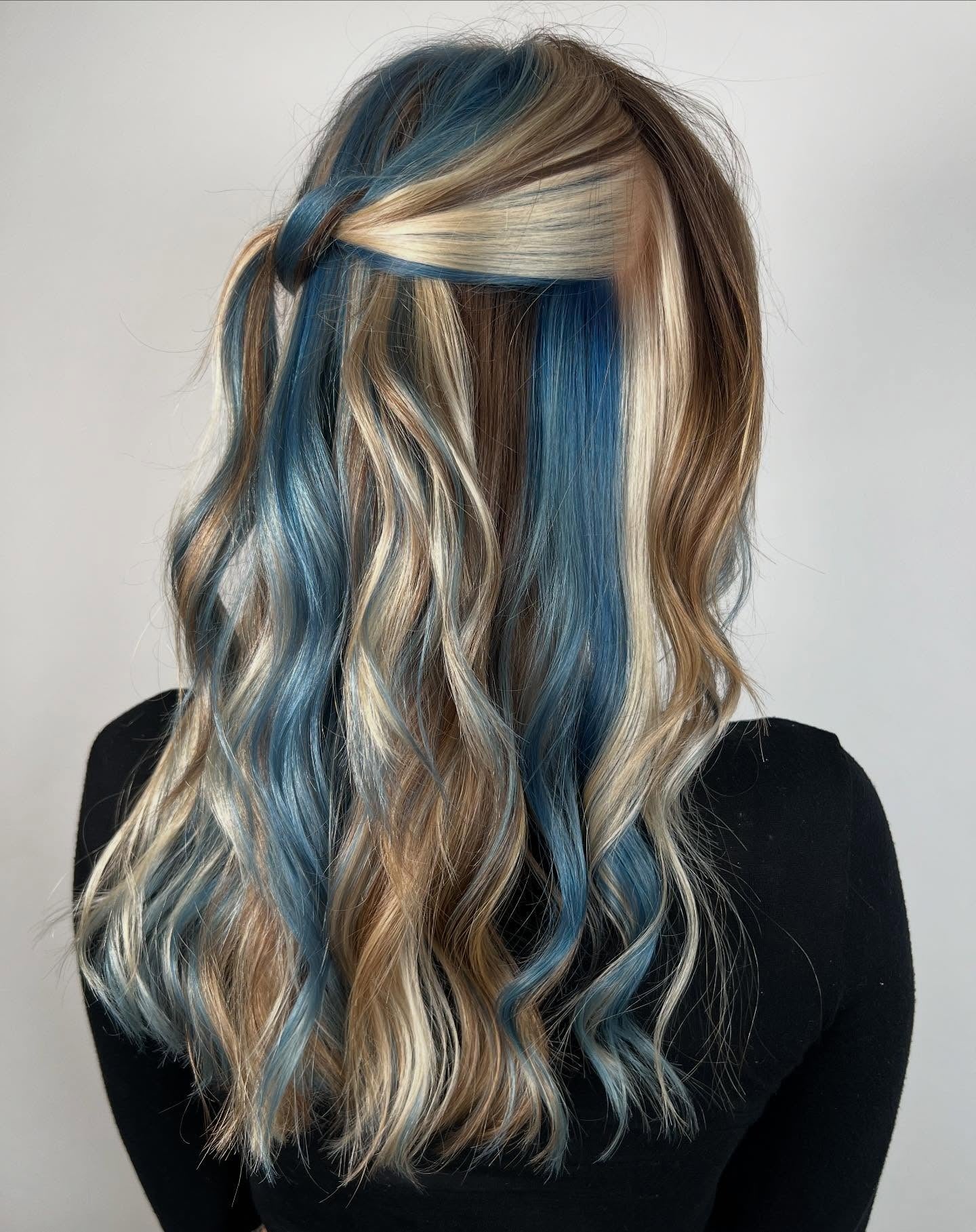 3. Icy Blue Melt with Twisted Crown (Spring Hairstyles)