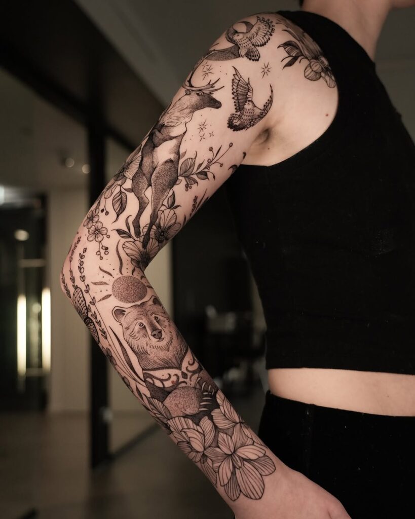 Nature-Inspired Sleeve Tattoo