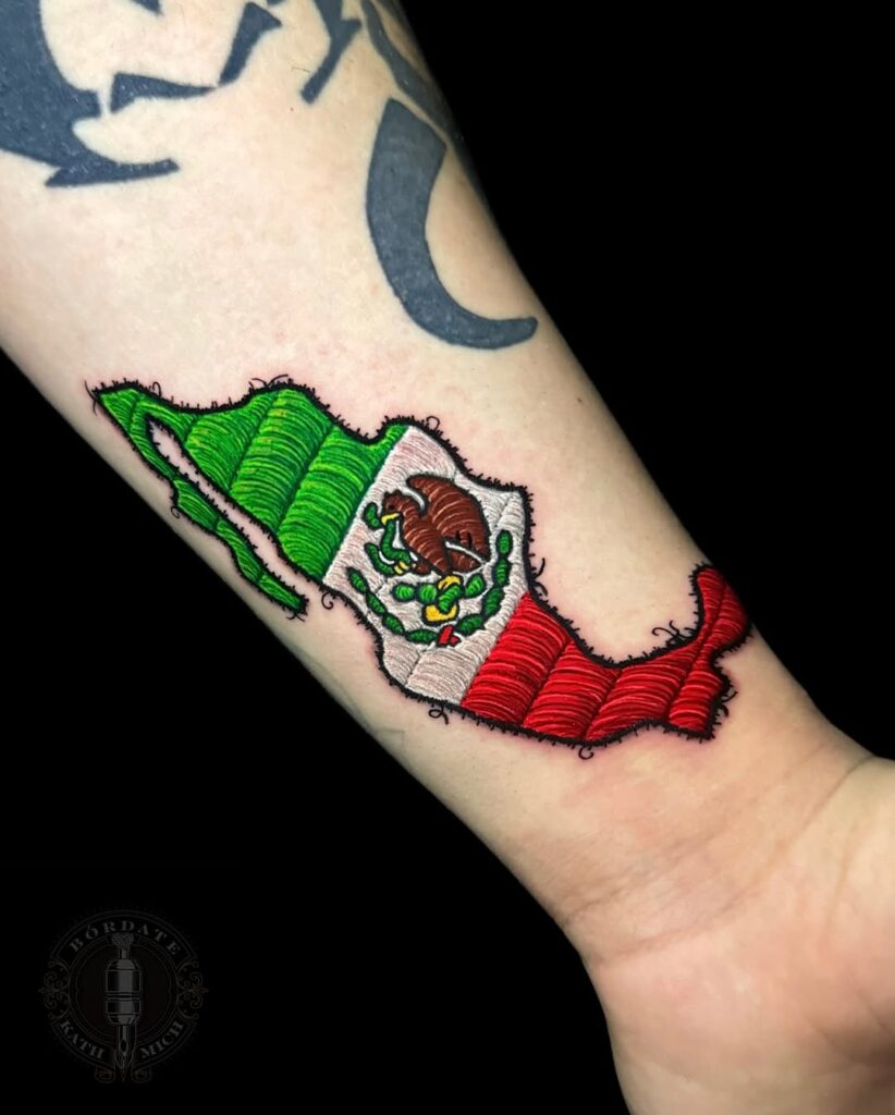 Map And Flag Of Mexico Patch Tattoo